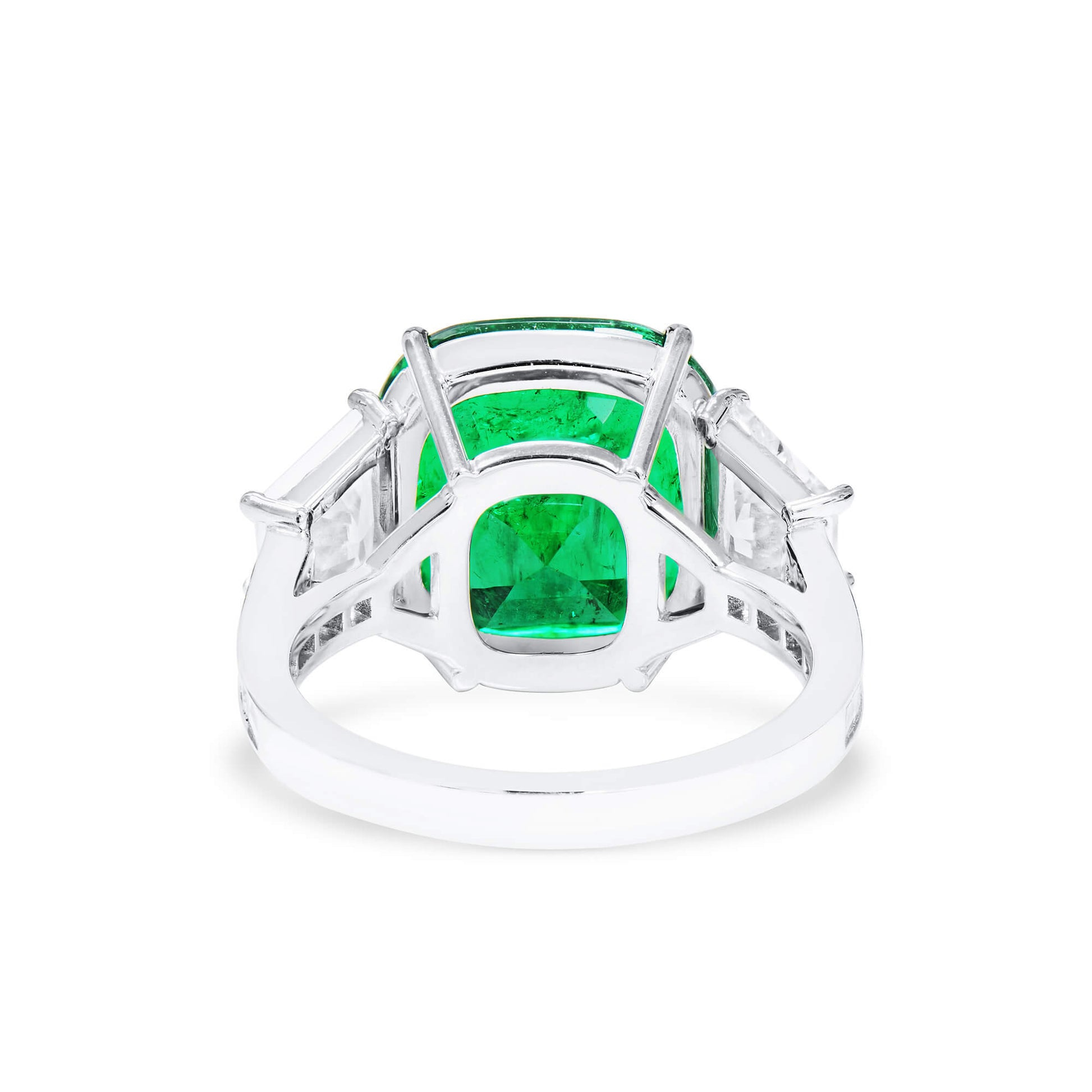 Natural Vivid Green Colombia Emerald Ring, 9.15 Ct. TW, Cushion shape, GRS Certified