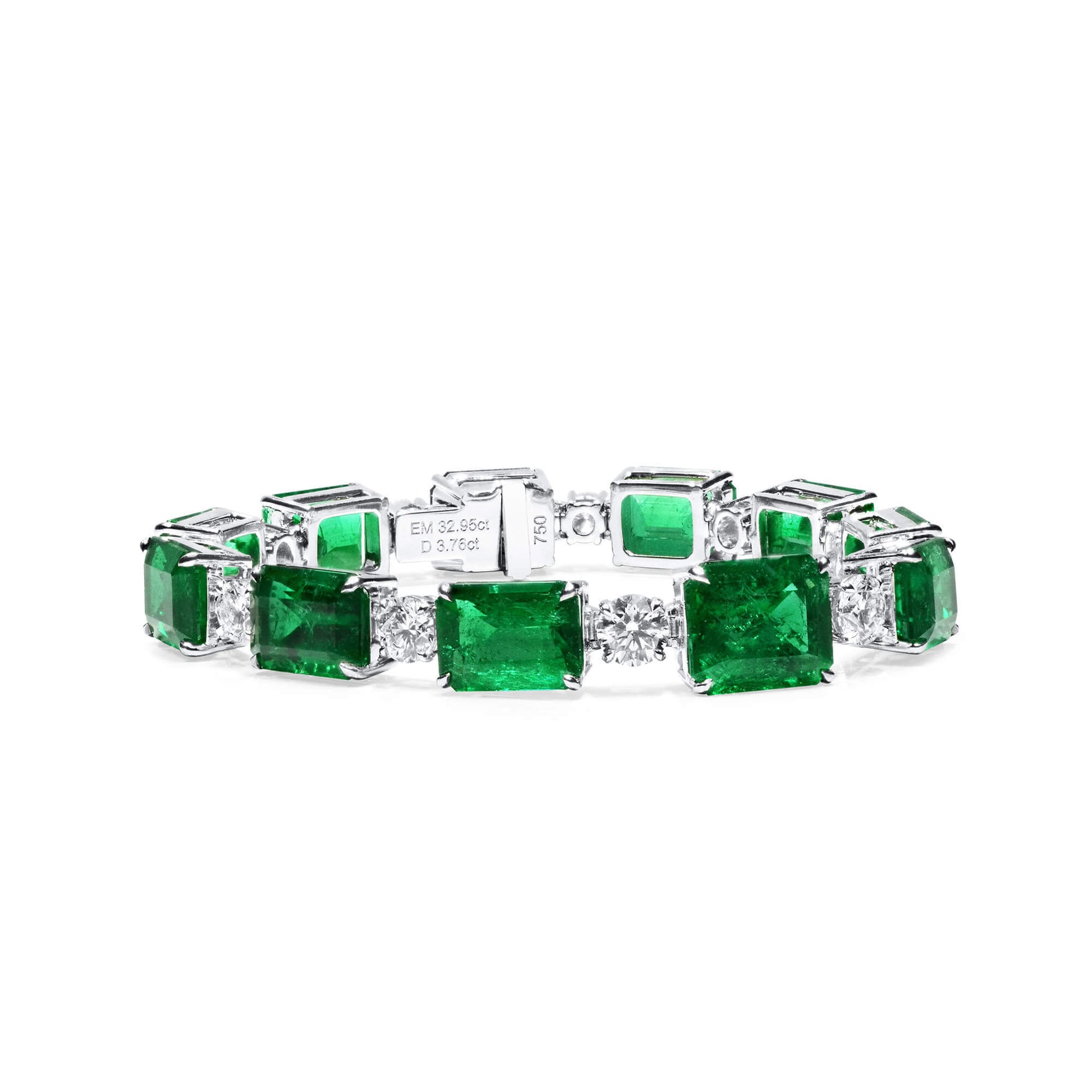 Natural Vivid Green Emerald Bracelet, 32.95 Ct. (38.99 Ct. TW), JCBG01106693