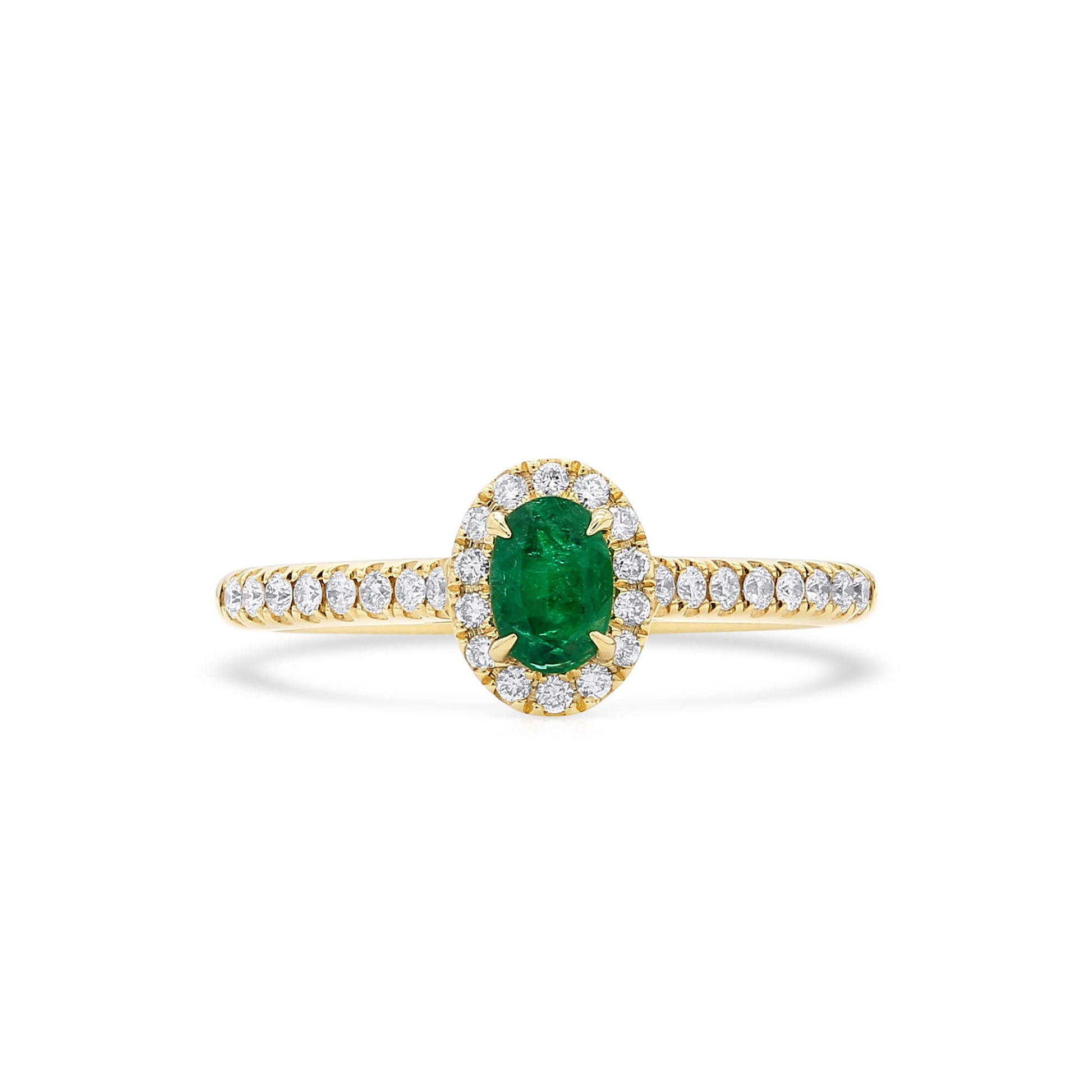 Natural Vivid Green Emerald Ring, 0.52 Ct. TW
