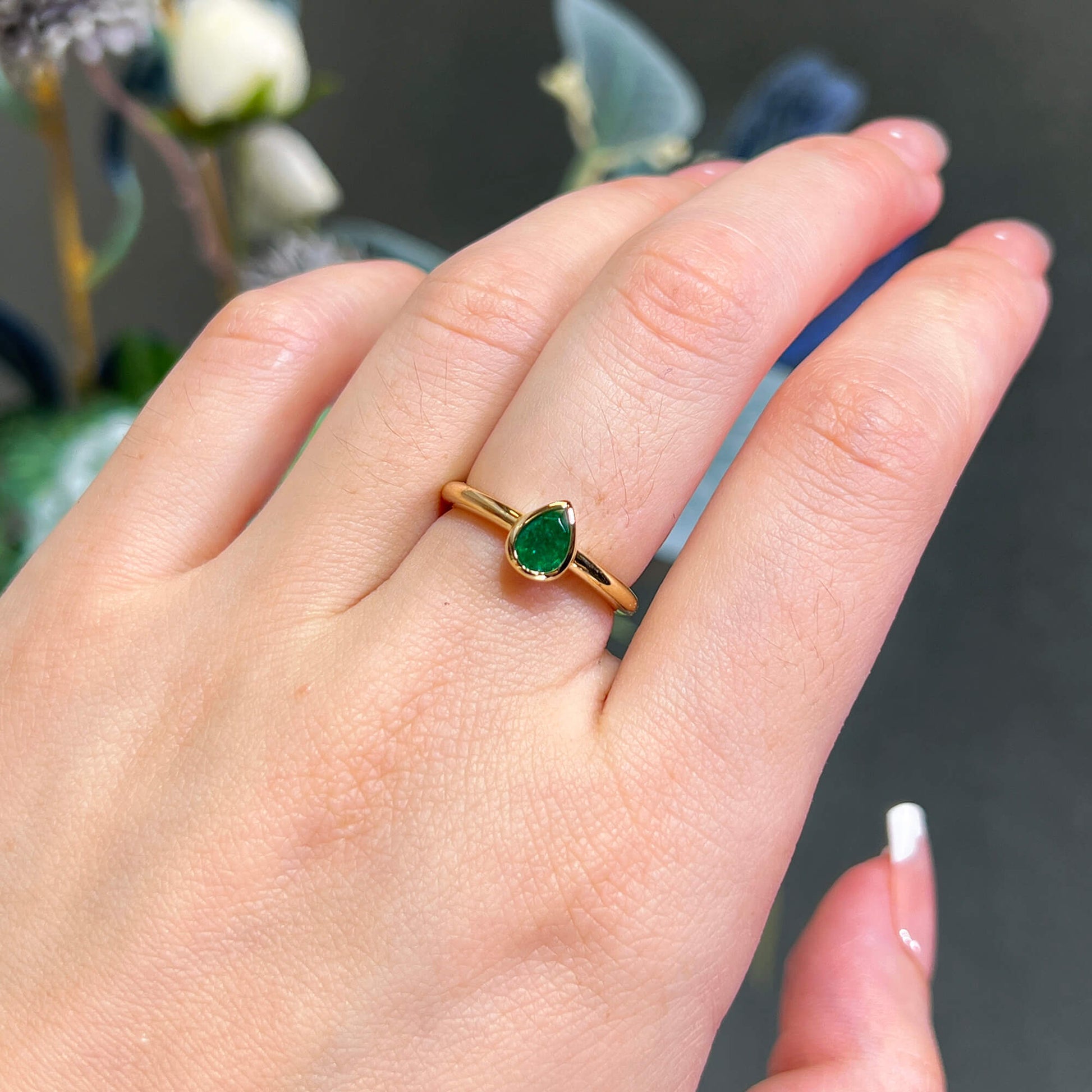 Natural Vivid Green Emerald Ring, 0.55 Ct. TW