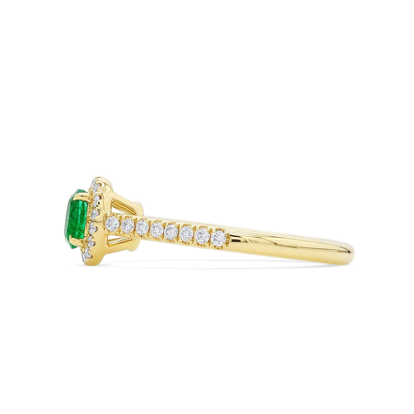 Natural Vivid Green Emerald Halo Ring, 18K Yellow Gold, Oval Shape, 0.60 Ct. TW

(Origin omitted per rules; no treatment added since the gemstone is an emerald.)