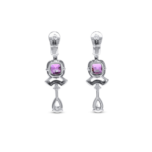 Natural Vivid Purplish Pink Sapphire Earrings, 6.50 Ct. (8.28 Ct. TW), JCEG01109338, Unheated
