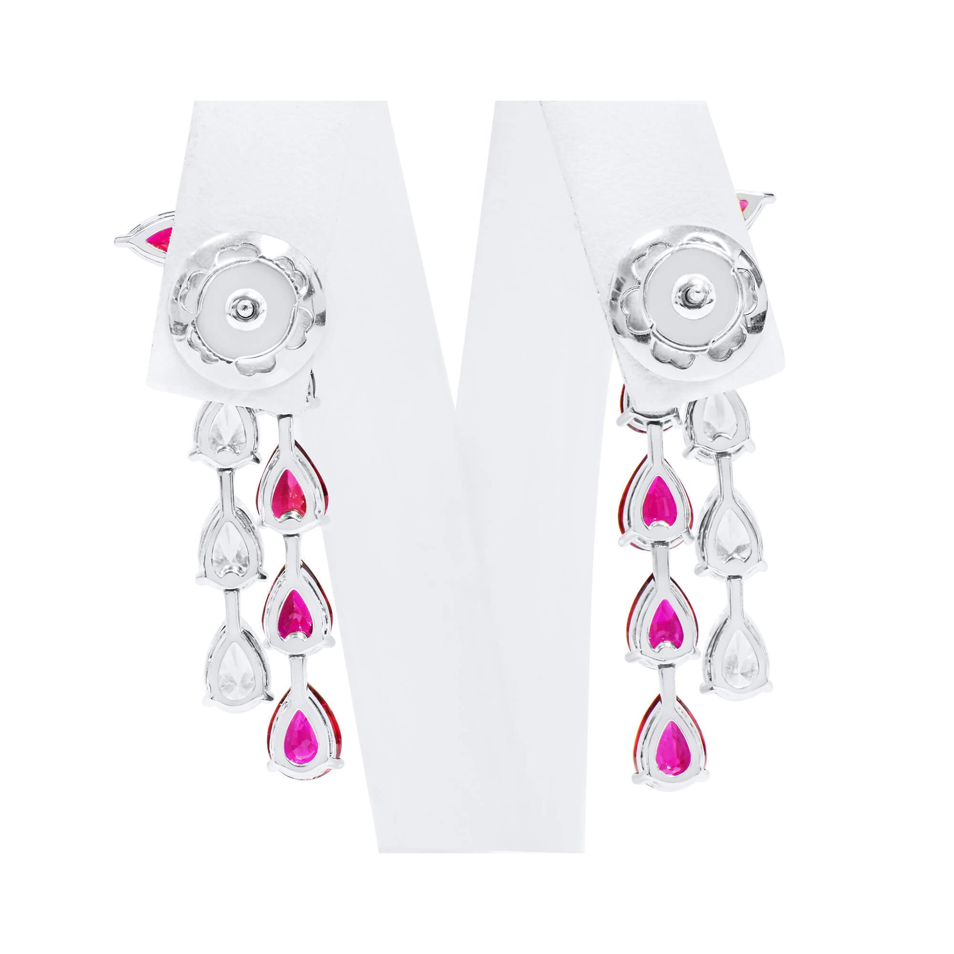 Natural Vivid Red Mozambique Ruby Earrings, 10.66 Ct. TW, Pear shape, GRS Certified