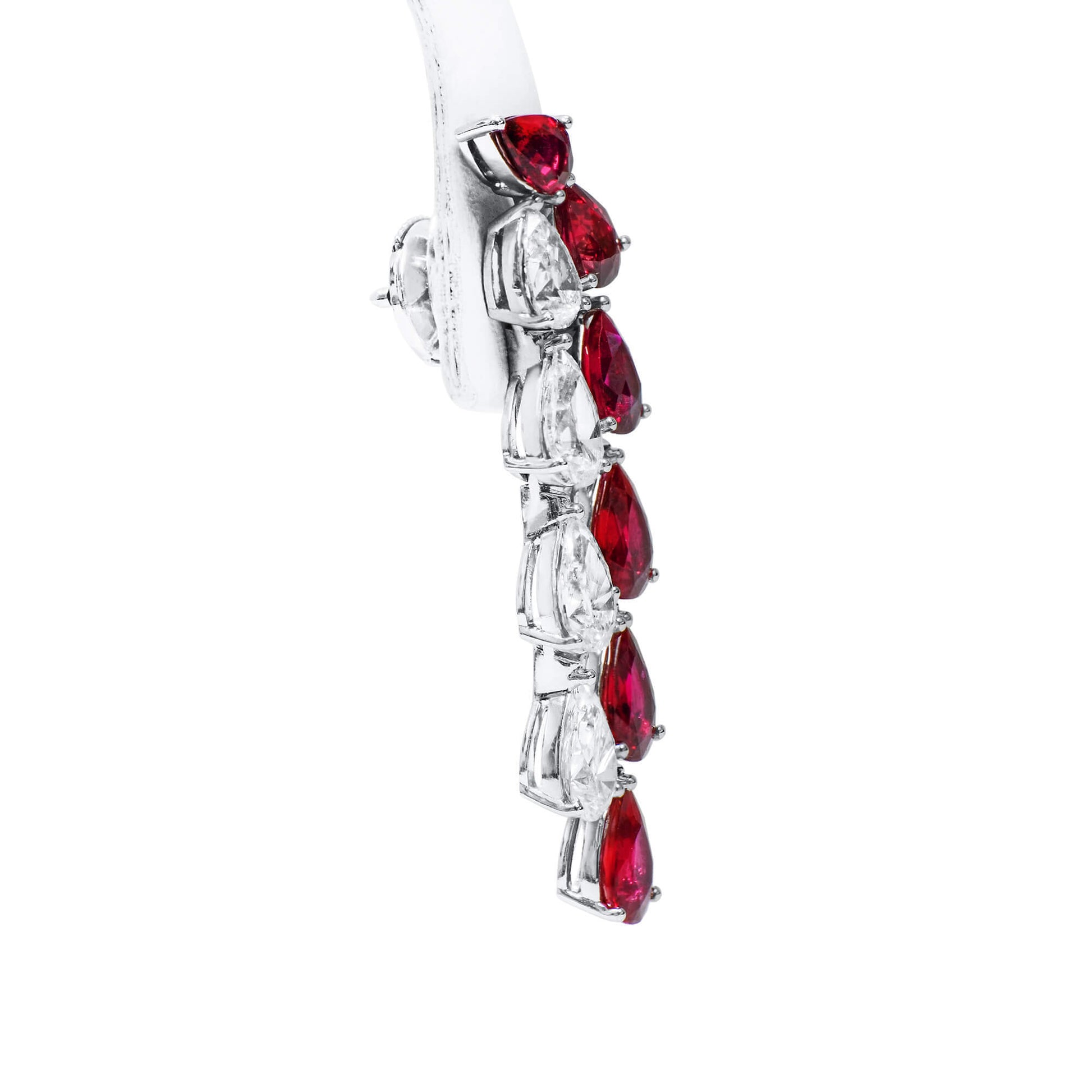 Natural Vivid Red Mozambique Ruby Earrings, 10.66 Ct. TW, Pear shape, GRS Certified