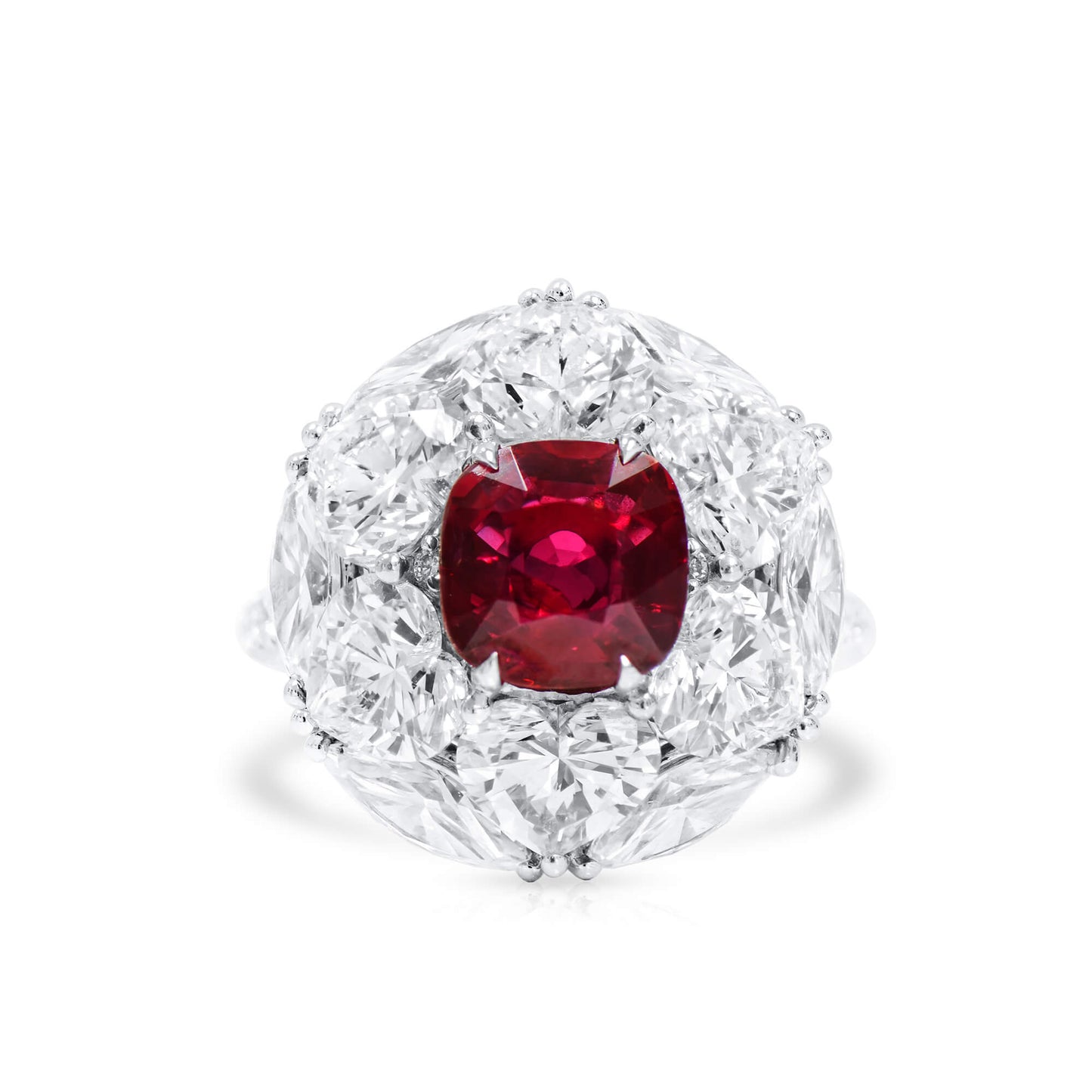 Natural Vivid Red Ruby and Diamond Ring, 2.62 Ct. (9.34 Ct. TW), GRS2023-058846, Unheated