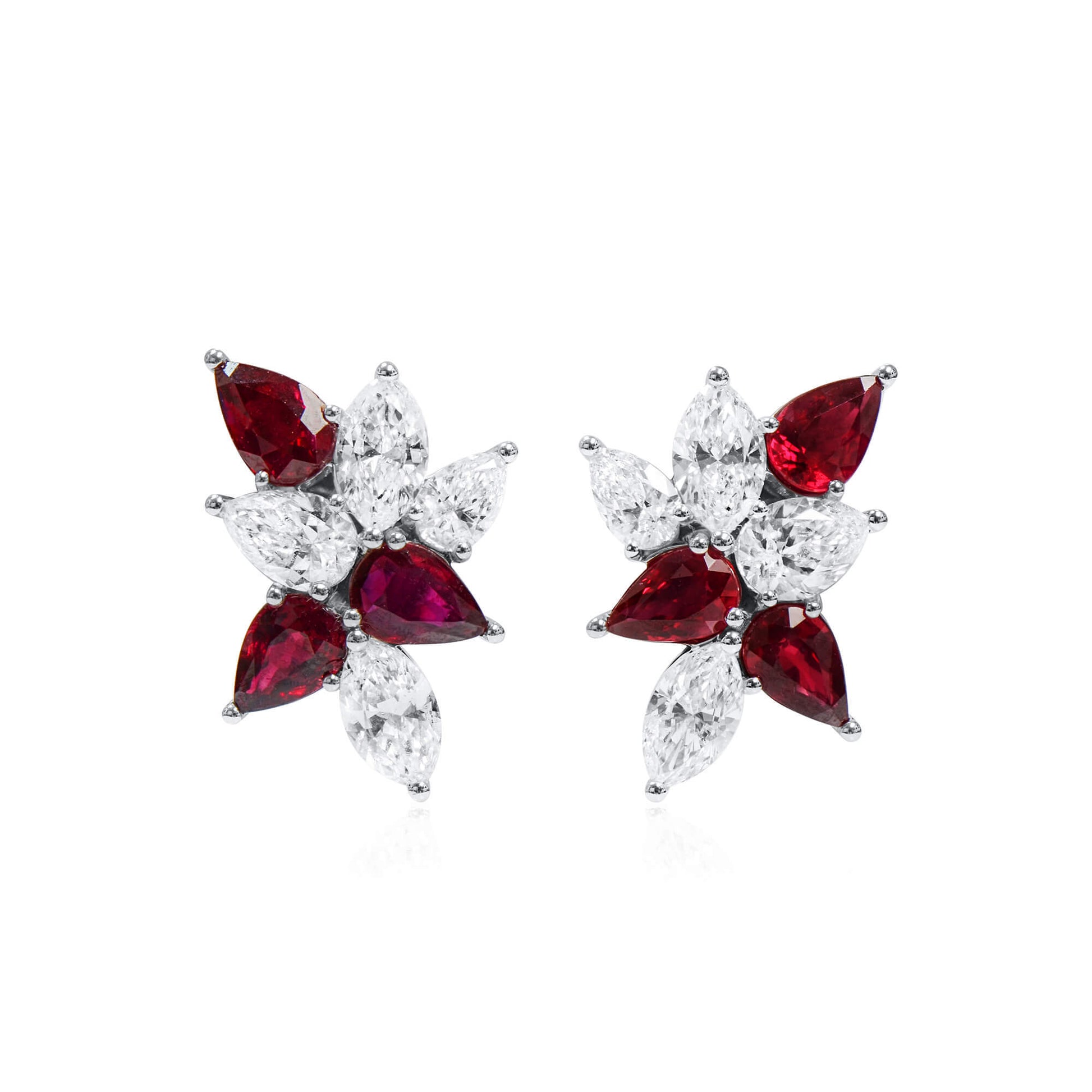Natural Vivid Red Ruby Earrings, 5.80 Ct. TW, Pear shape, GRS Certified