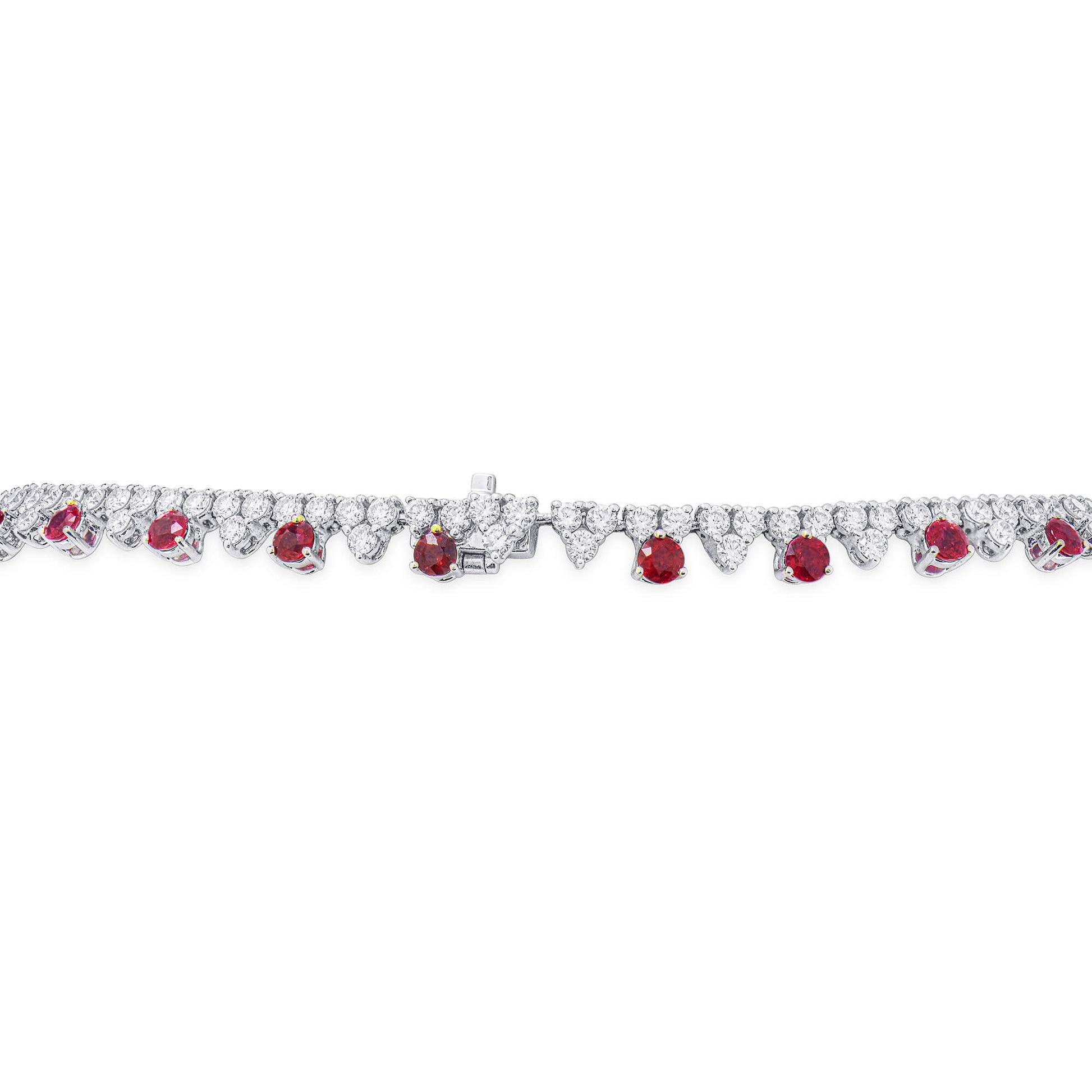 Natural Ruby And Diamond Necklace, 18K White Gold, 31.14 Ct. TW