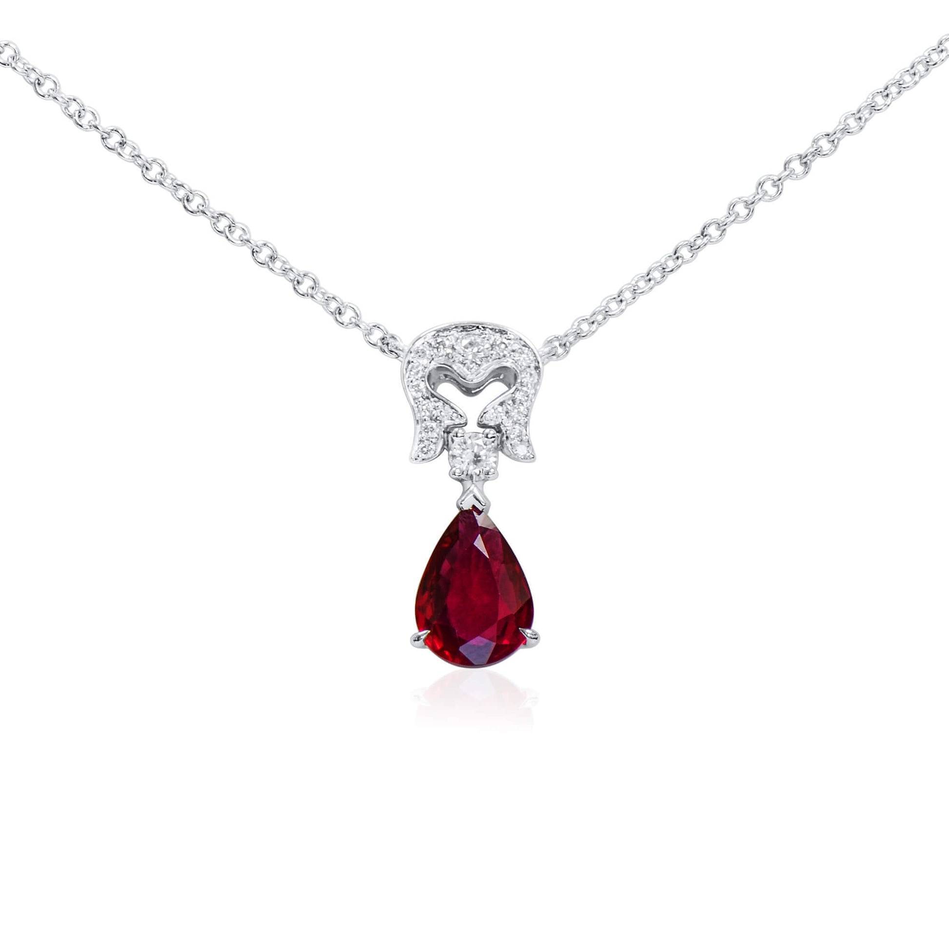 Natural Vivid Red Ruby Pendant, 0.73 Ct. TW, Pear shape, GRS Certified