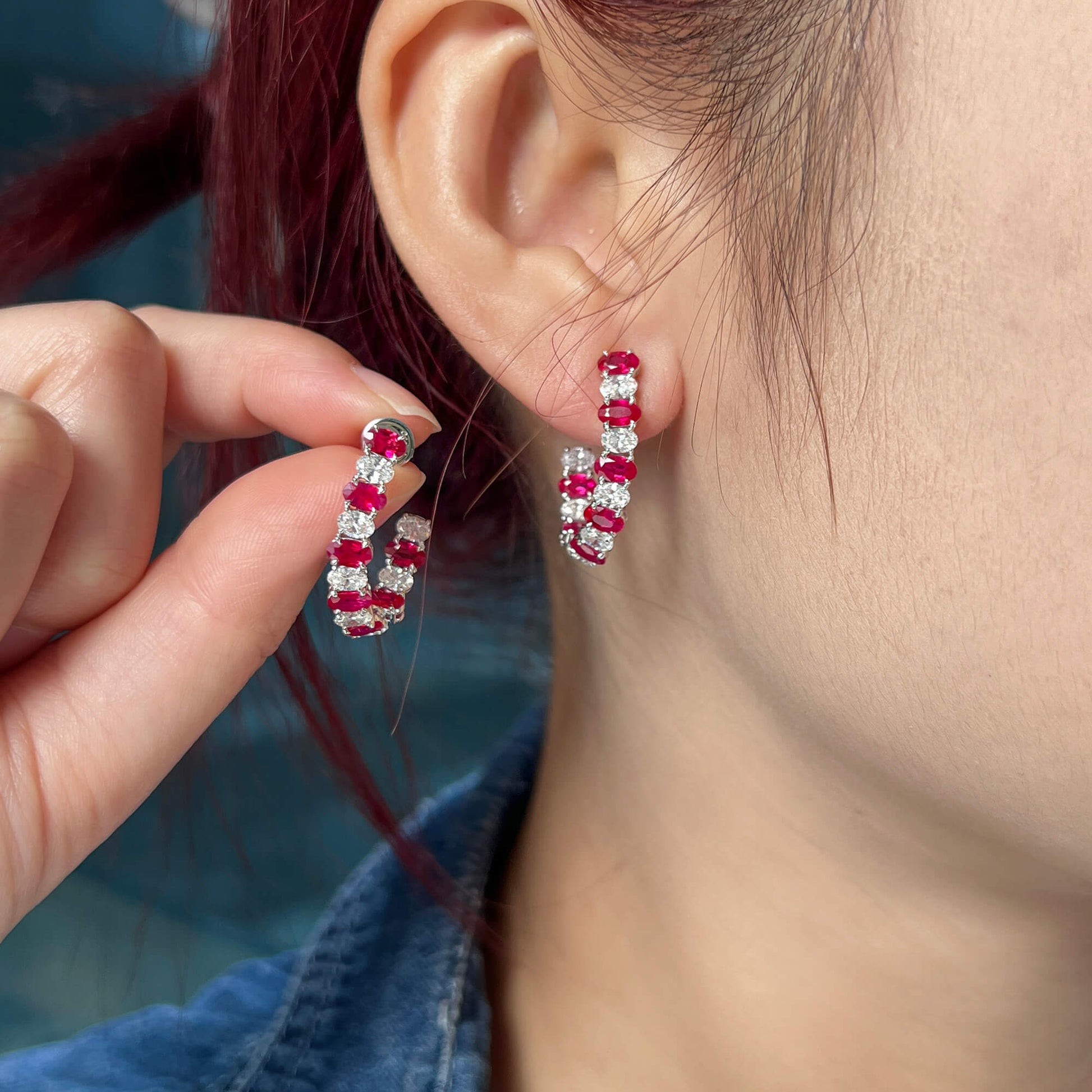 Natural Vivid Red Ruby Earrings, 5.01 Ct. TW