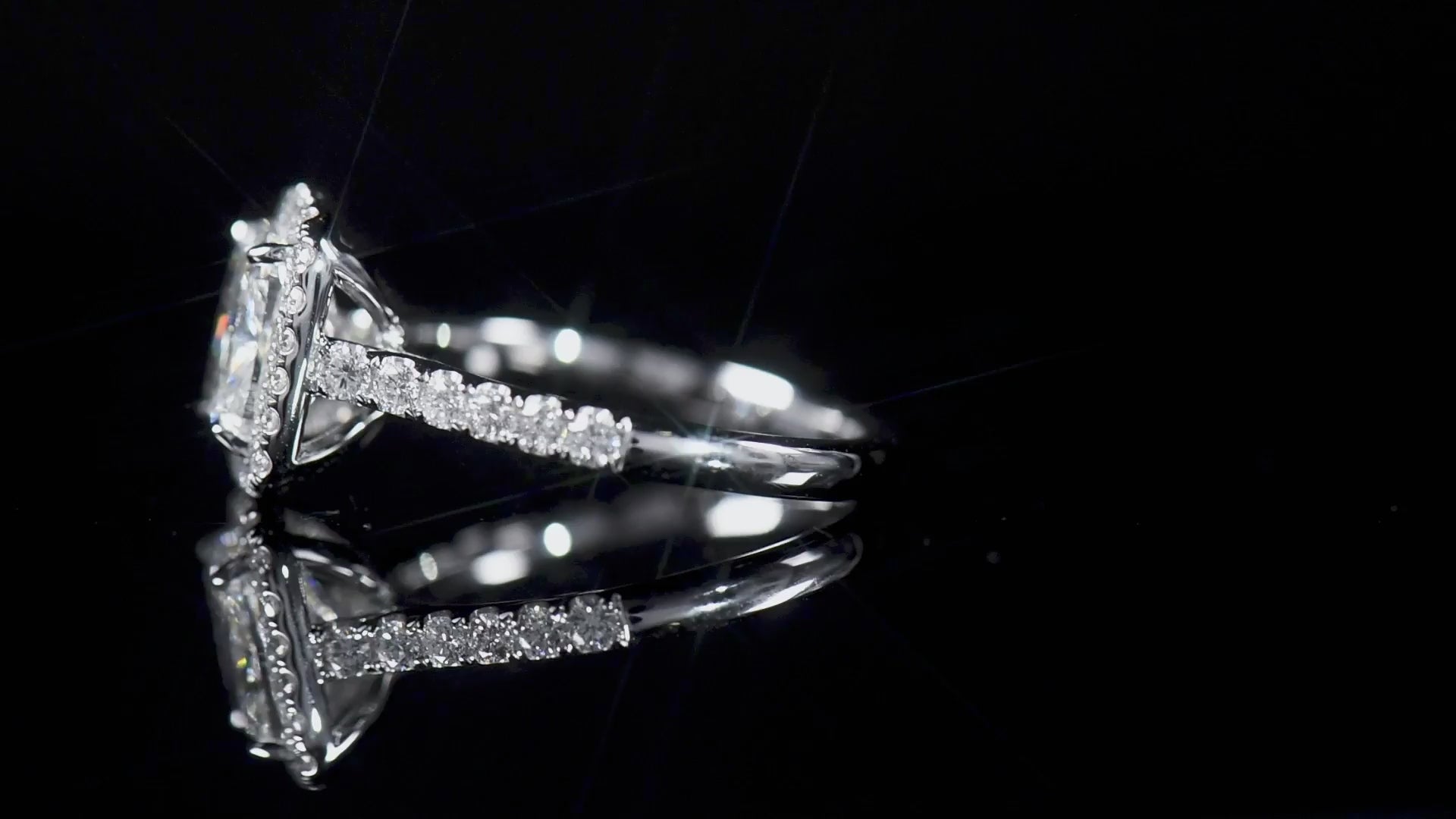 Natural Diamond Halo Ring, 18K White Gold, Cushion Shape, 2.54 Ct. TW