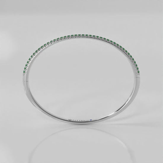 Centuria™ Bangle with Half Pavé emerald, 14K white gold, 18K white gold