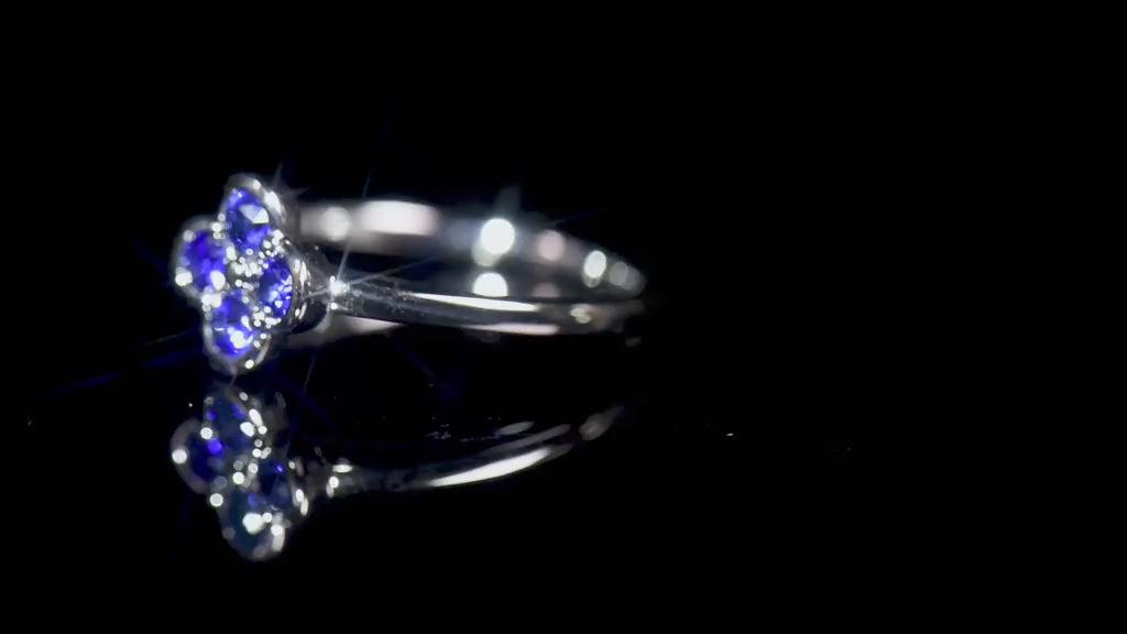 Natural 0.42 Ct. TW Sapphire Clover Ring in White Gold , 14K White Gold, 18K White Gold