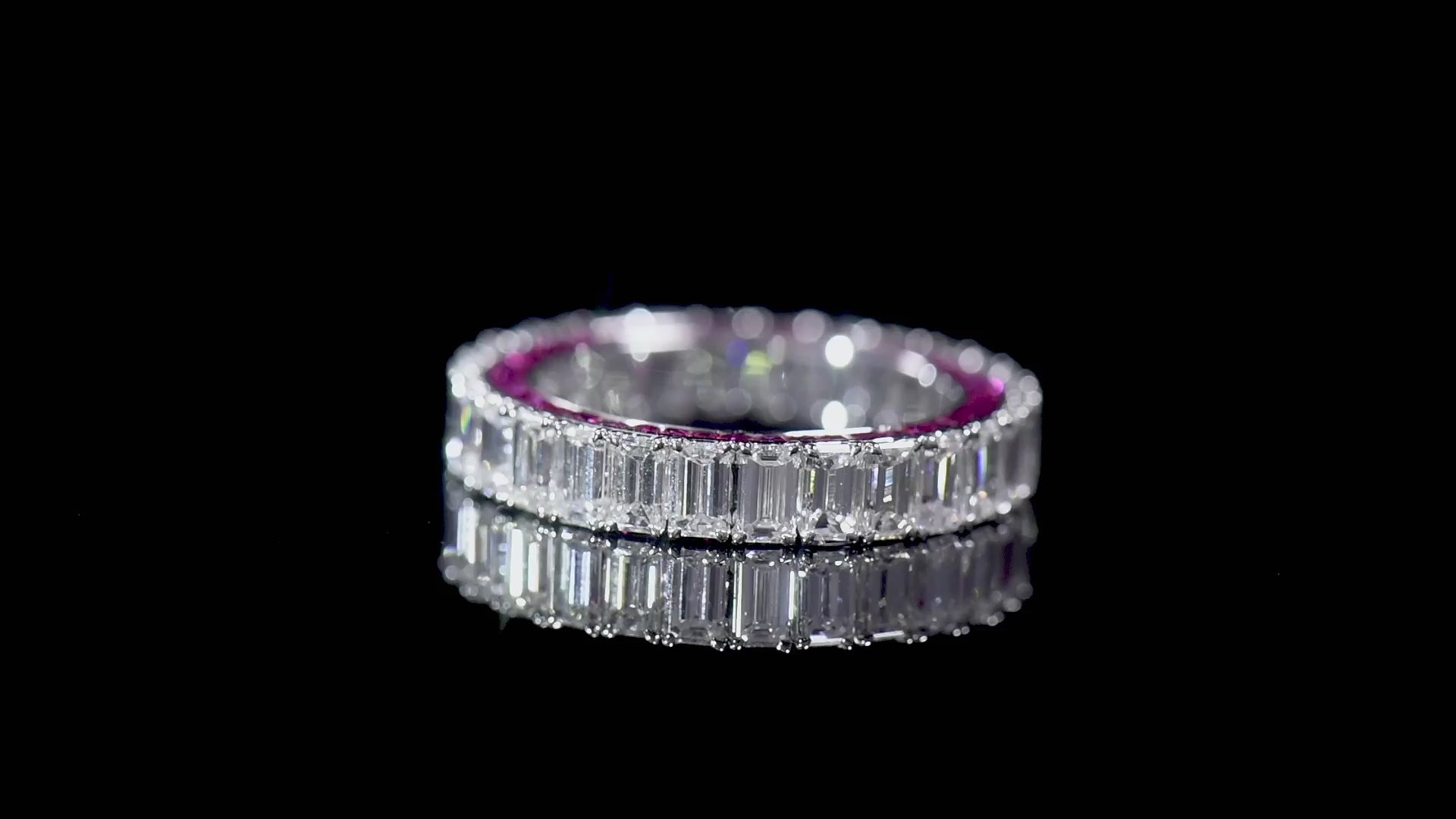 White Diamond & Ruby Eternity Band Ring, 3.78 Ct. (6.46 Ct. TW), Emerald Shape