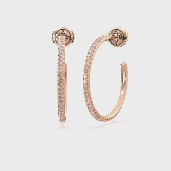 Centuria™ City Hoop diamond earrings, Large, 14K rose gold, 18K rose gold