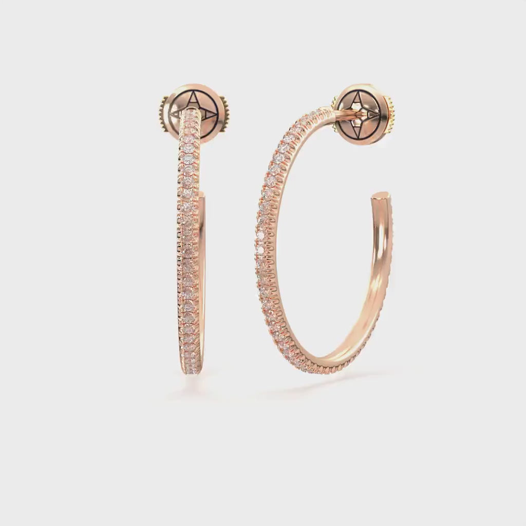 Centuria™ City Hoop diamond earrings, Large, 14K rose gold, 18K rose gold