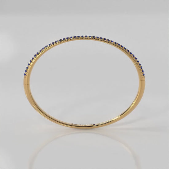 Centuria™ Bangle with Half Pavé blue sapphire, 14K yellow gold, 18K yellow gold