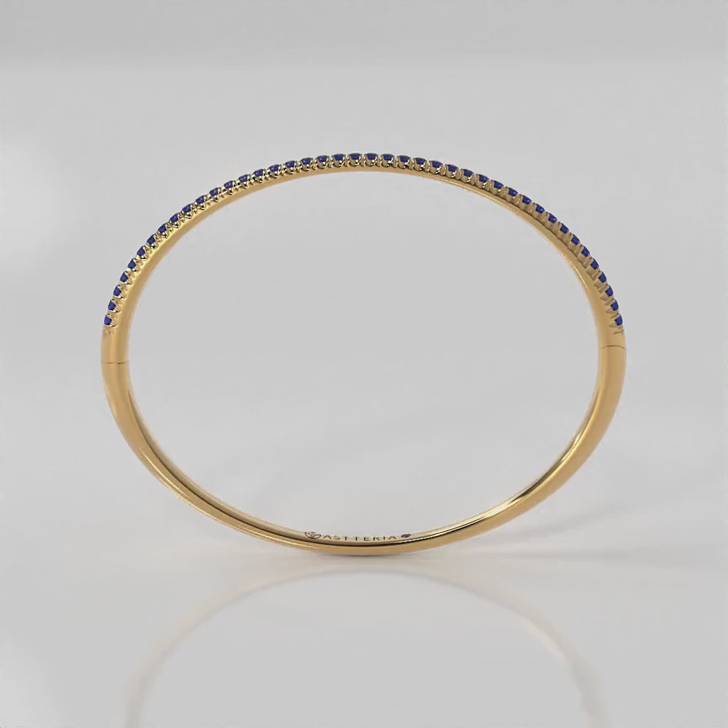 Centuria™ Bangle with Half Pavé blue sapphire, 14K yellow gold, 18K yellow gold