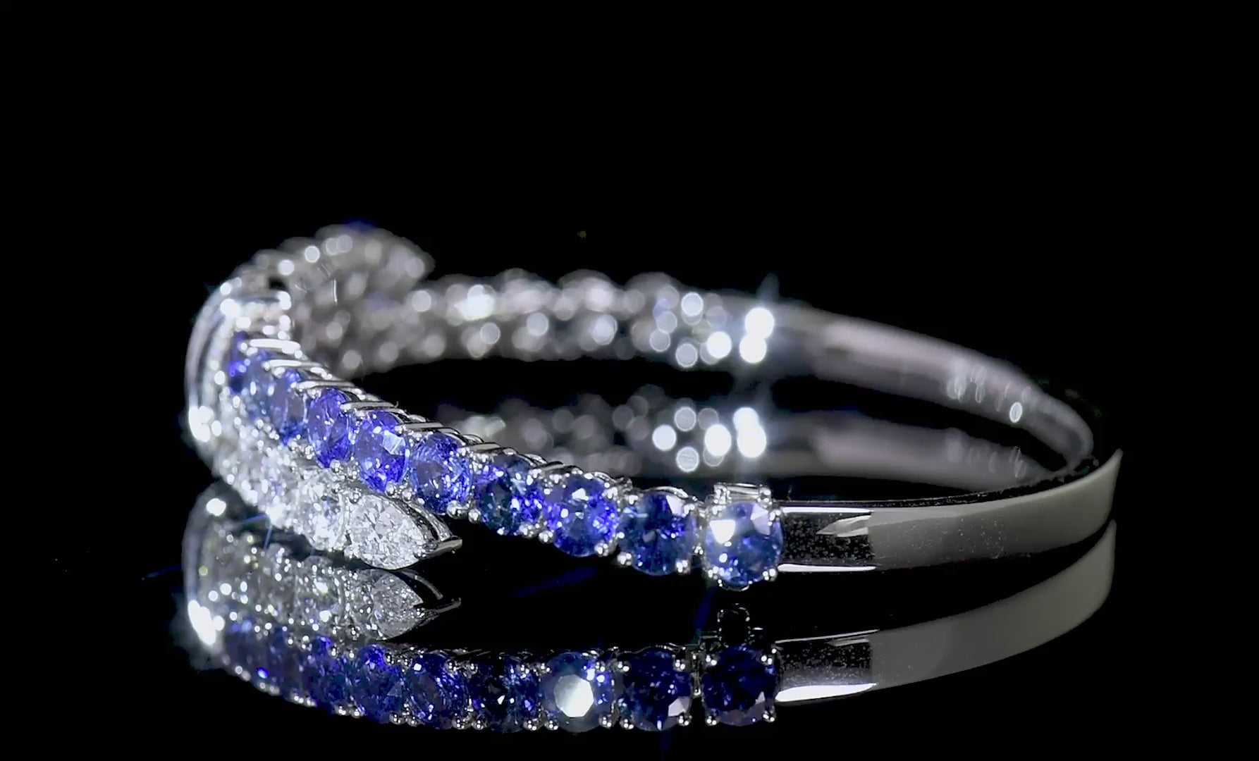 Natural Vivid Blue Sapphire Bracelet, 11.25 Ct. TW, Mix shape, GIA Certified