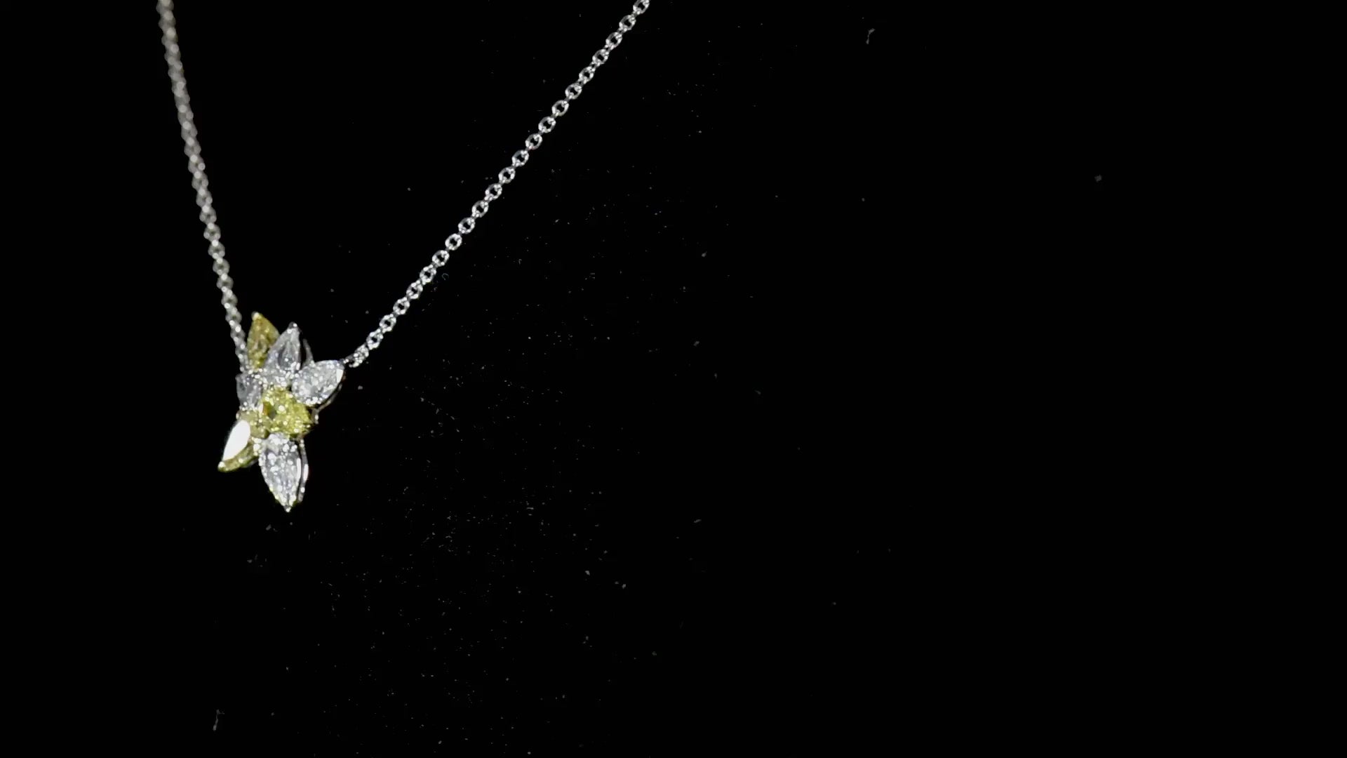 Natural Fancy Yellow and White Diamond Pendant, 18K White Gold, Pear Shape, 2.11 Ct. TW