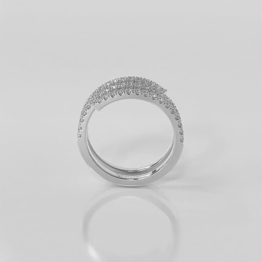 Centuria half eternity spiral diamond ring, 14K white gold, 18K white gold