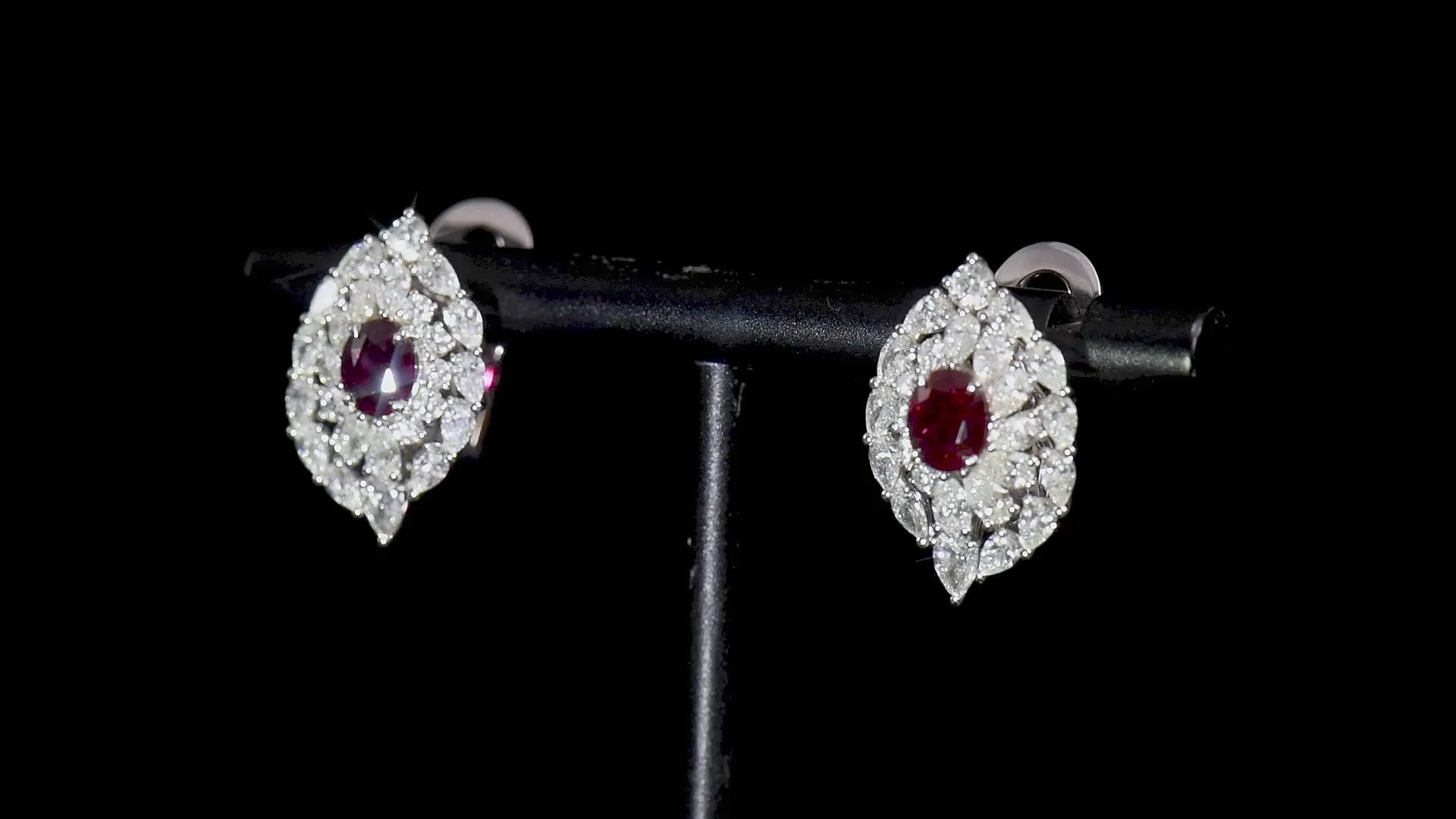 Natural Vivid Red Burma Ruby Earrings, 3.87 Ct. TW, GRS Certified, unheated