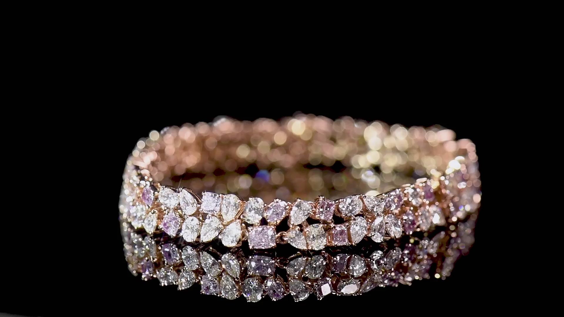 Natural Fancy Light Pink Diamond Bracelet, 18K Rose Gold, 10.67 Ct. TW