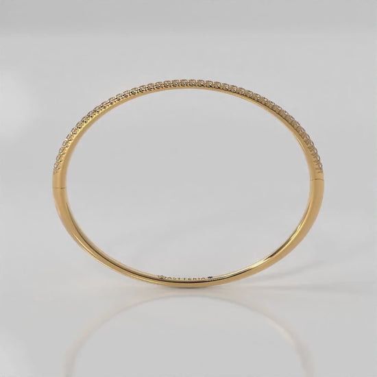 Centuria™ Bangle with Half Pavé White Diamonds, 14K yellow gold, 18K yellow gold