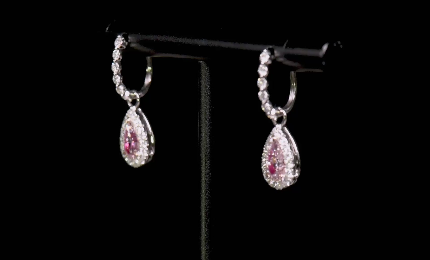 Light Pink Diamond Earrings, 1.60 Ct. TW, Pear shape, GIA Certified
