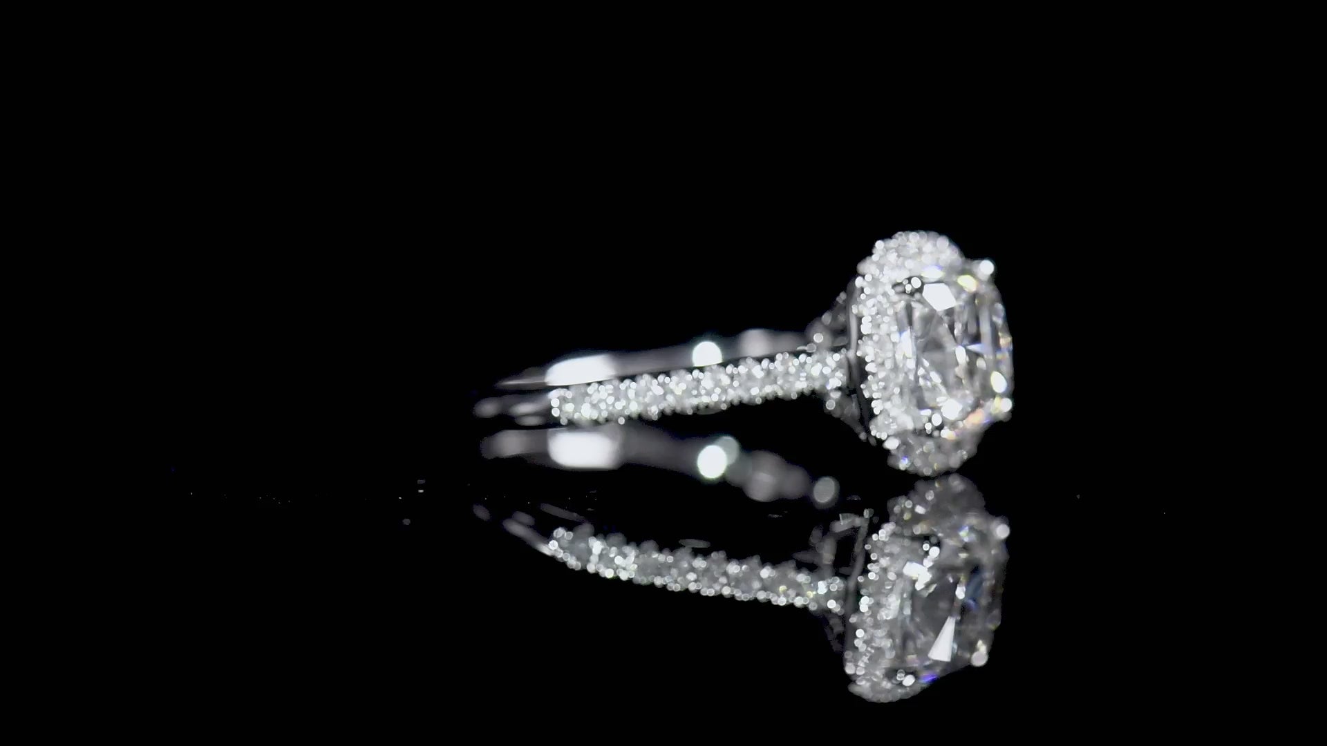 Natural Diamond Halo Ring, 18K White Gold, Cushion Shape, 2.32 Ct. TW