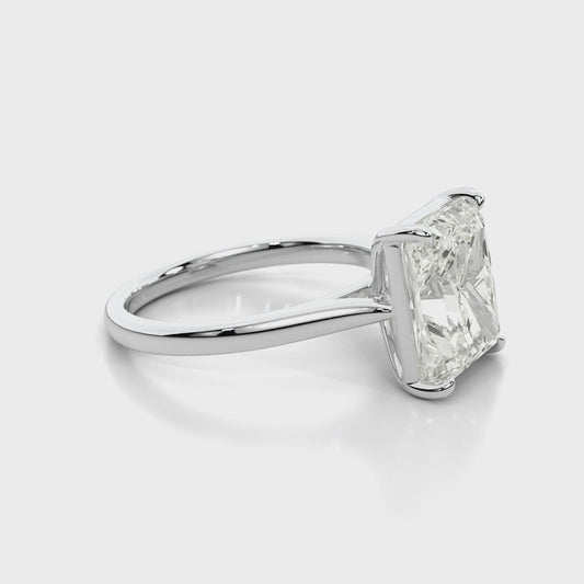 Natural 5.03 Ct. Radiant-Cut Diamond Solitaire Ring, 18K White Gold