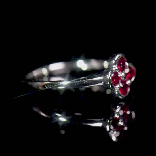 Natural 0.41 Ct. TW Ruby Clover Ring in White Gold, 14K White Gold, 18K White Gold