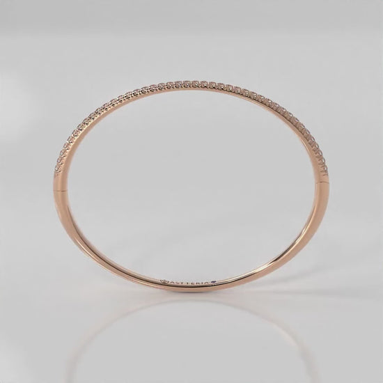 Centuria™ Bangle with Half Pavé White Diamonds, 14K rose gold, 18K rose gold
