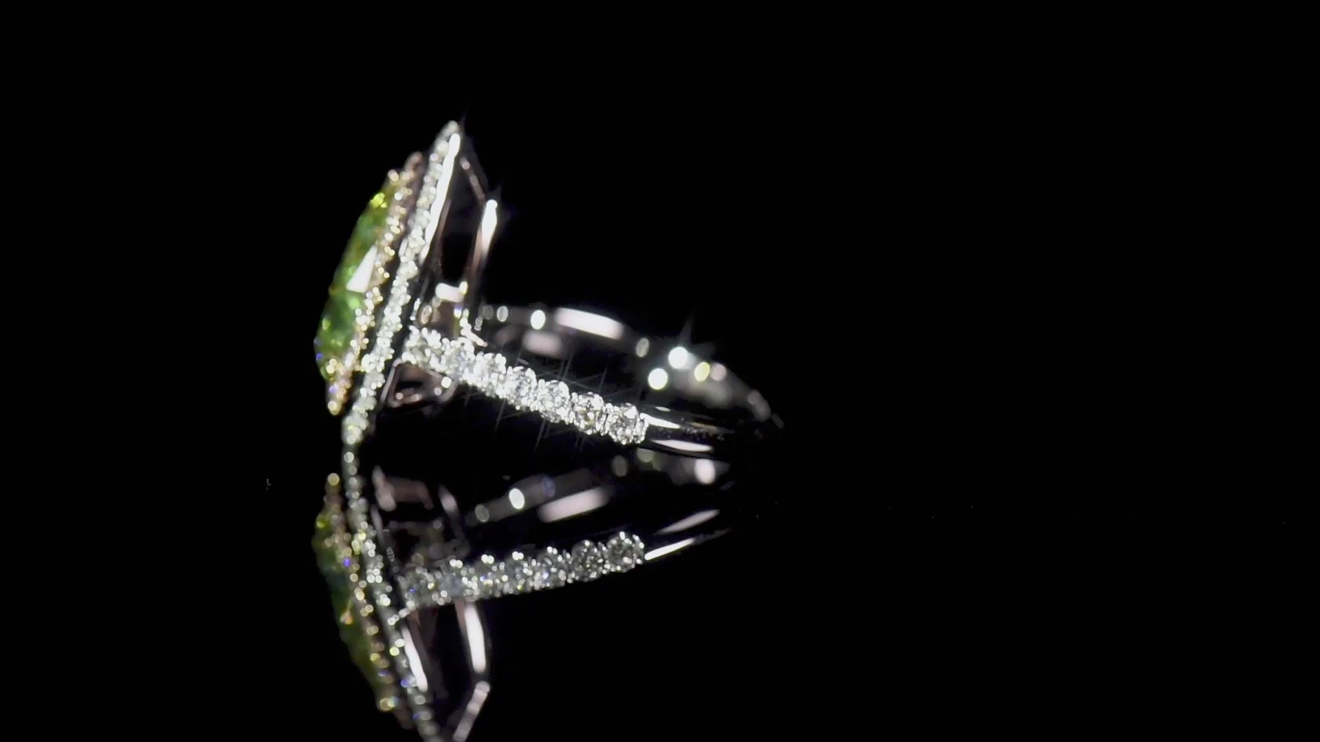 Natural Fancy Brownish Greenish Yellow Diamond Halo Ring, 18K White Gold, Pear Shape, 3.15 Ct. TW