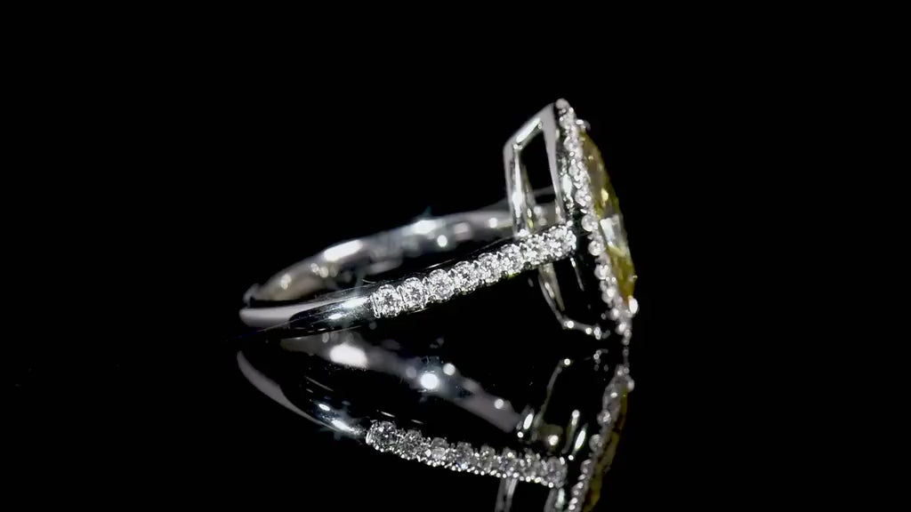 Natural 2.03 Ct. Fancy Brownish Yellow Marquise-Cut Diamond Halo Ring, 18K White Gold