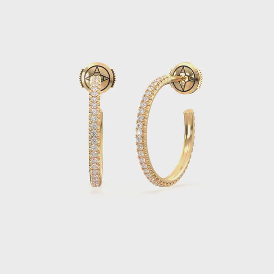 Centuria™ City Hoop diamond earrings, Medium, 14K yellow gold, 18K yellow gold