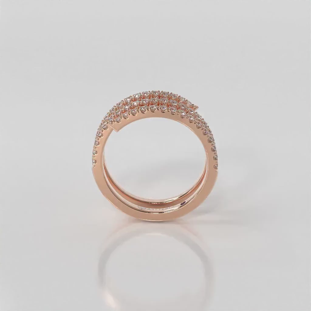Centuria half eternity spiral diamond ring, 14K rose gold, 18K rose gold