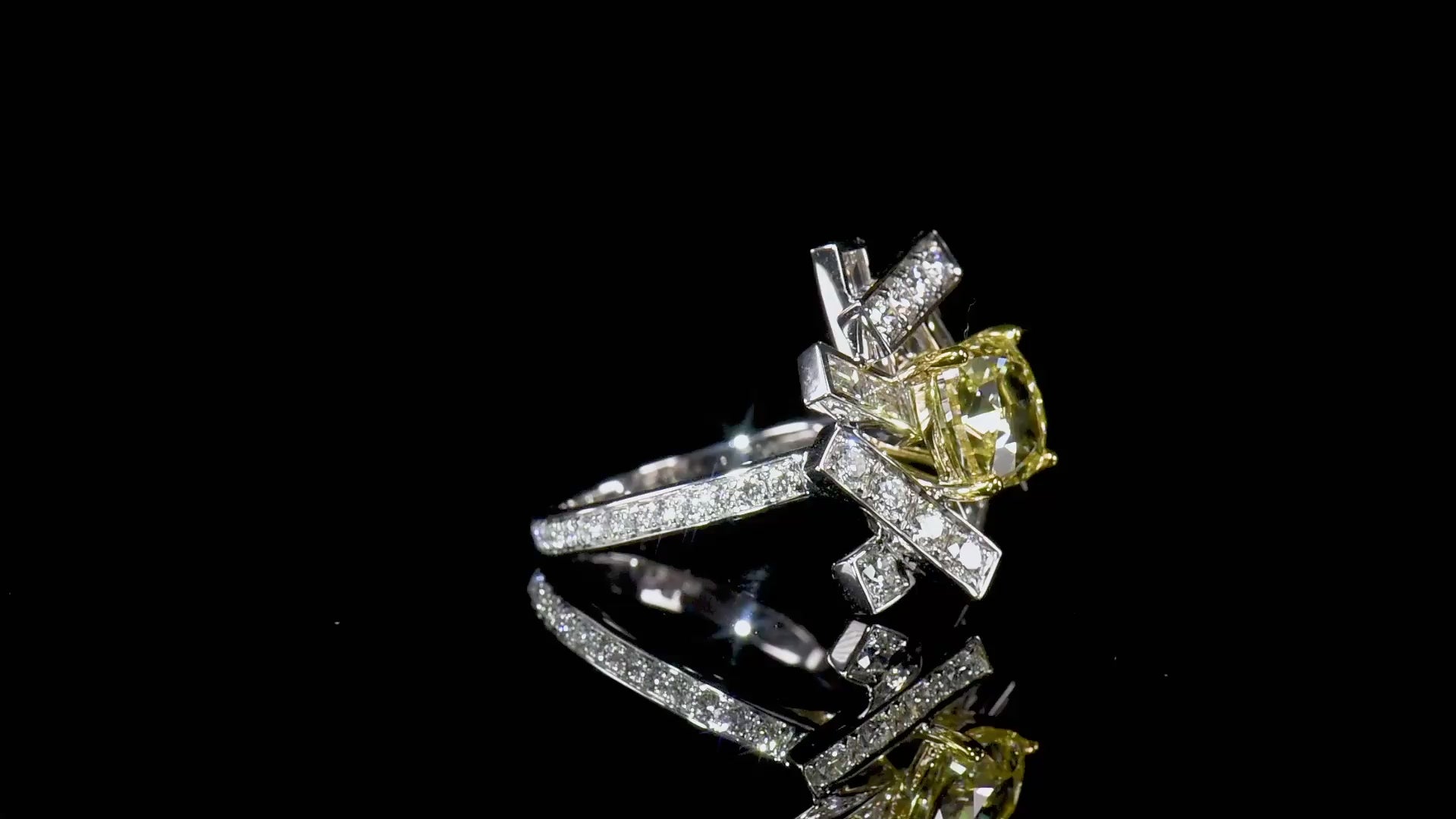 Fancy Yellow Diamond Ring, 4.93 Ct. TW, Cushion shape, GIA Certified