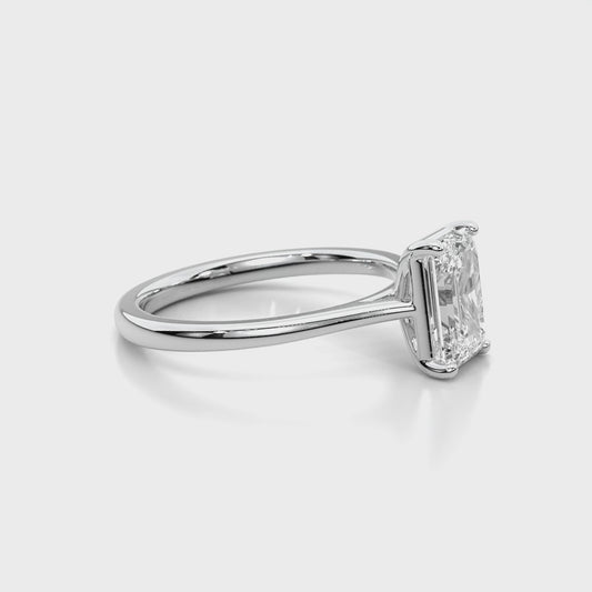 Natural 1.50 Ct. Emerald-Cut Diamond Solitaire Ring, 18K White Gold