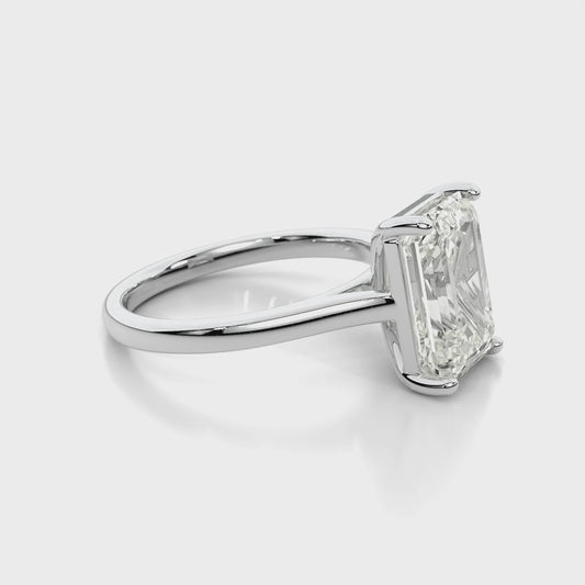 Natural 4.26 Ct. Emerald-Cut Diamond Solitaire Ring, 18K White Gold