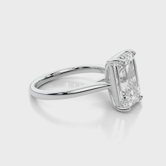 Natural 5.02 Ct. Emerald-Cut Diamond Solitaire Ring, 18K White Gold