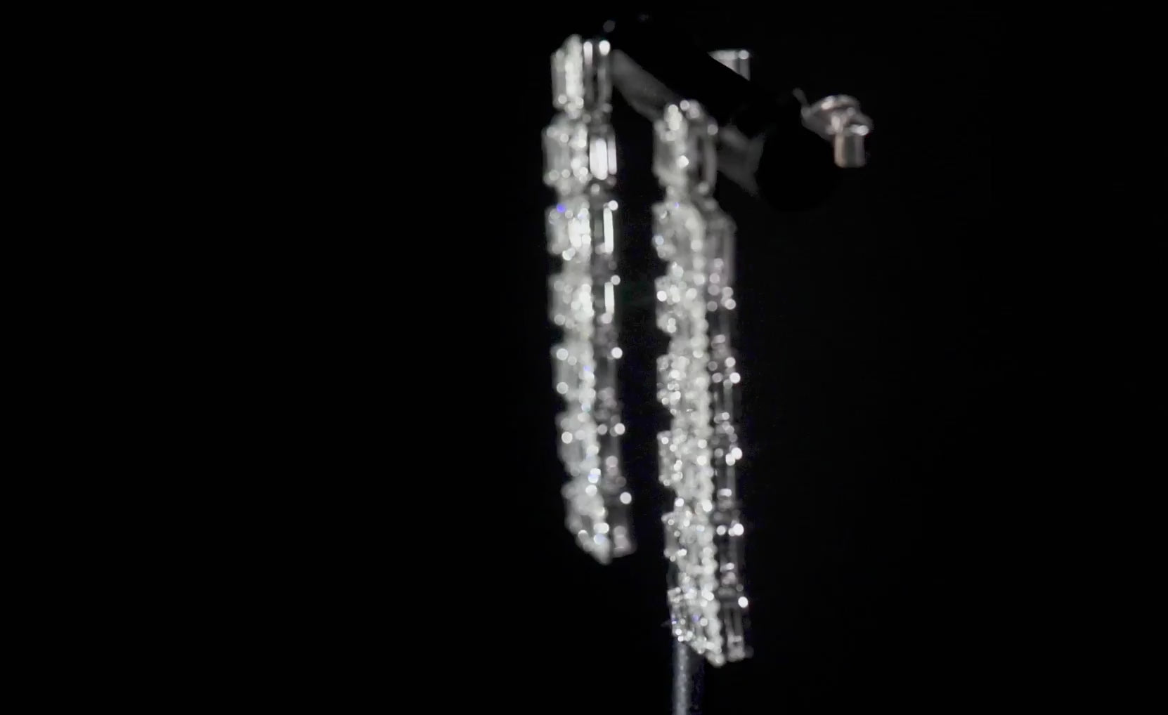 Natural Diamond Drop Earrings, 18K White Gold, Baguette Shape, 3.05 Ct. TW