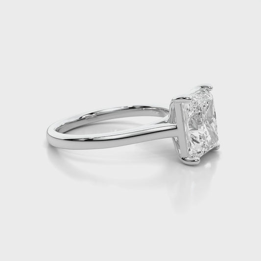 Natural 3.13 Ct. Radiant-Cut Diamond Solitaire Ring, 18K White Gold