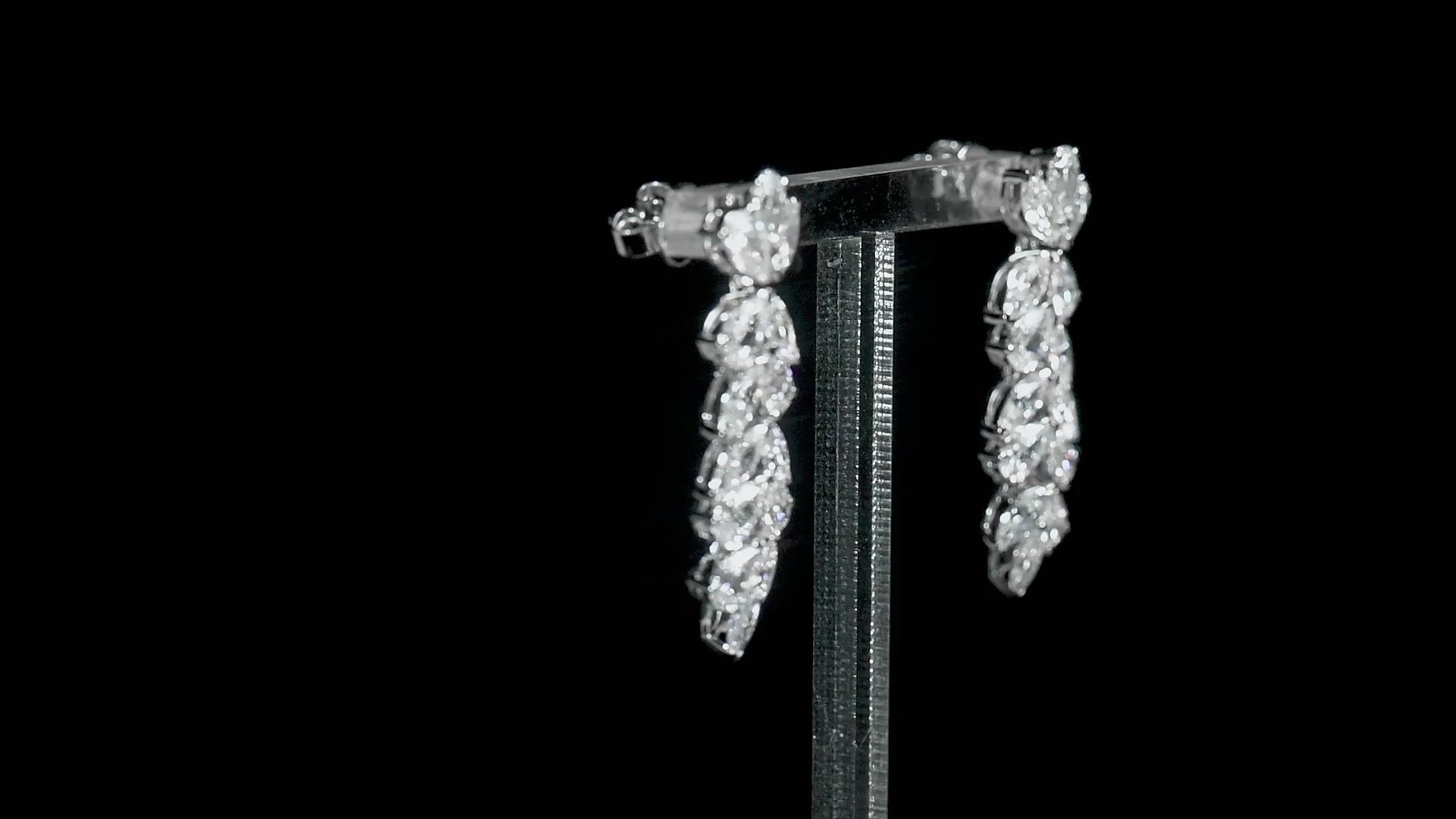 Natural Diamond Drop Earrings, 18K White Gold, Pear Shape, 6.28 Ct. TW