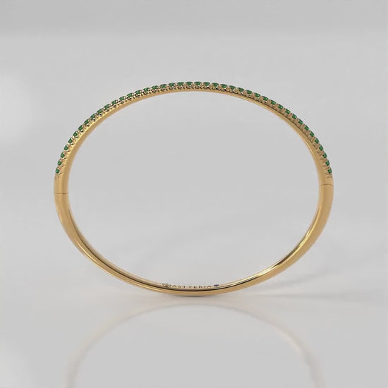 Centuria™ Bangle with Half Pavé emerald, 14K yellow gold, 18K yellow gold