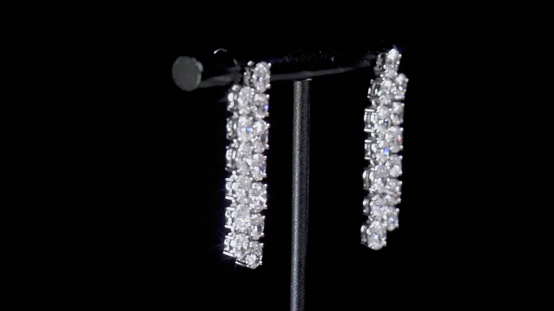 Natural Diamond Drop Earrings, 18K White Gold, Oval Shape, 5.18 Ct. TW