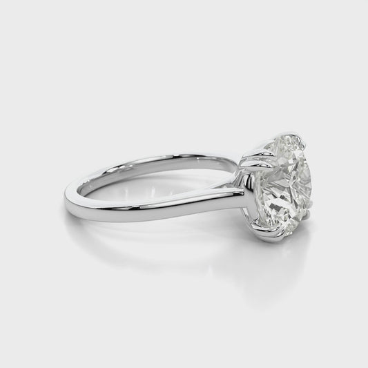 Natural 4.08 Ct. Round-Cut Diamond Solitaire Ring, 18K White Gold