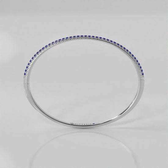 Centuria™ Bangle with Half Pavé blue sapphire, 14K white gold, 18K white gold
