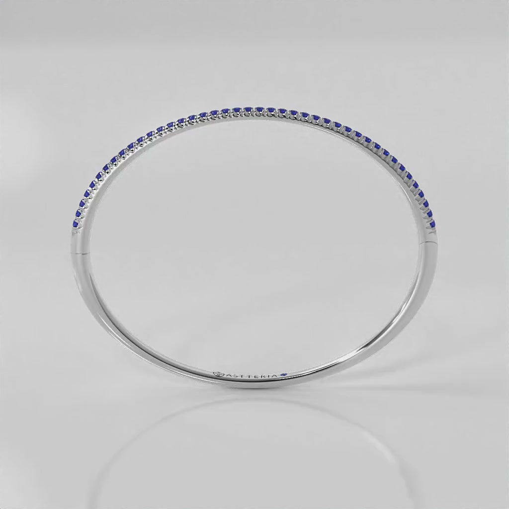 Centuria™ Bangle with Half Pavé blue sapphire, 14K white gold, 18K white gold
