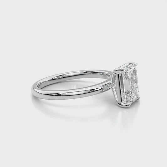 Natural 2.04 Ct. Emerald-Cut Diamond Solitaire Ring, 18K White Gold