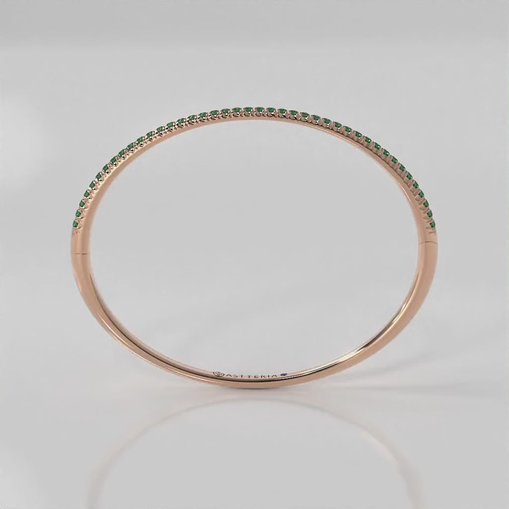 Centuria™ Bangle with Half Pavé emerald, 14K rose gold, 18K rose gold